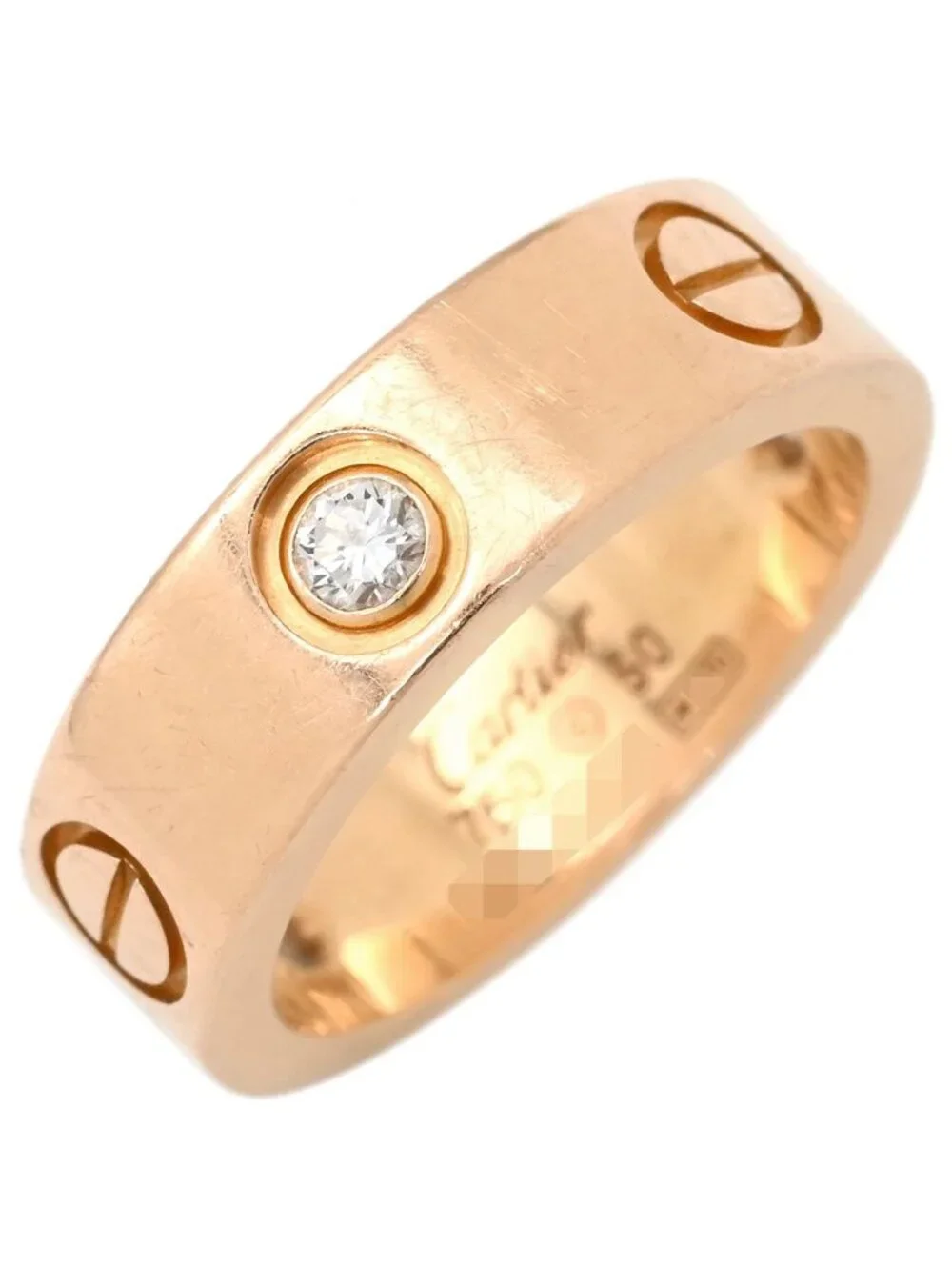 Cartier Ring Love Half Diamond Pink Gold 50 Classic